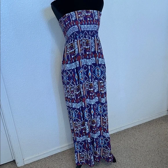 Forever 21 Strapless Maxi Dress - Blue and Red - Picture 7 of 7
